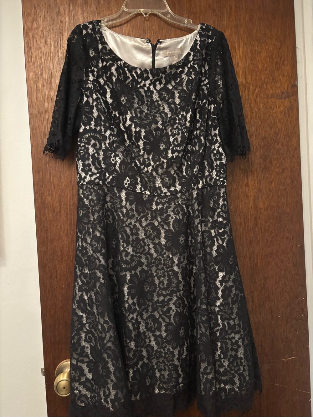 Banana Republic Black Lace Overlay A-Line Dress